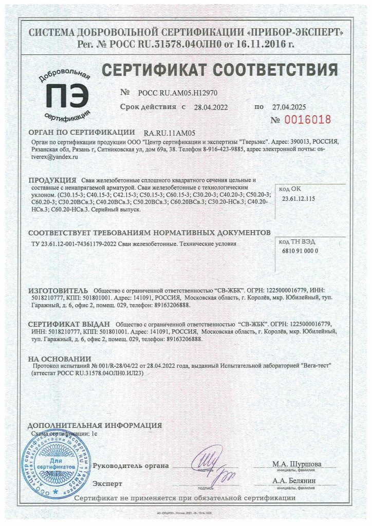 Сертификат соответствия sv-gbk